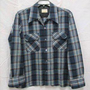 Vntg  Sears The Men’s Store Wool Plaid Shirt Sz L